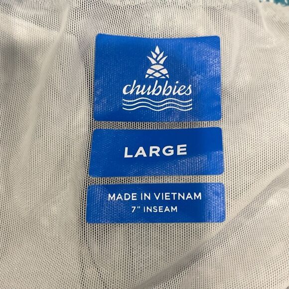 Brand new Chubbies Blue and White Swim Shorts Mesh Liner; 7” in seam Large - Picture 5 of 6